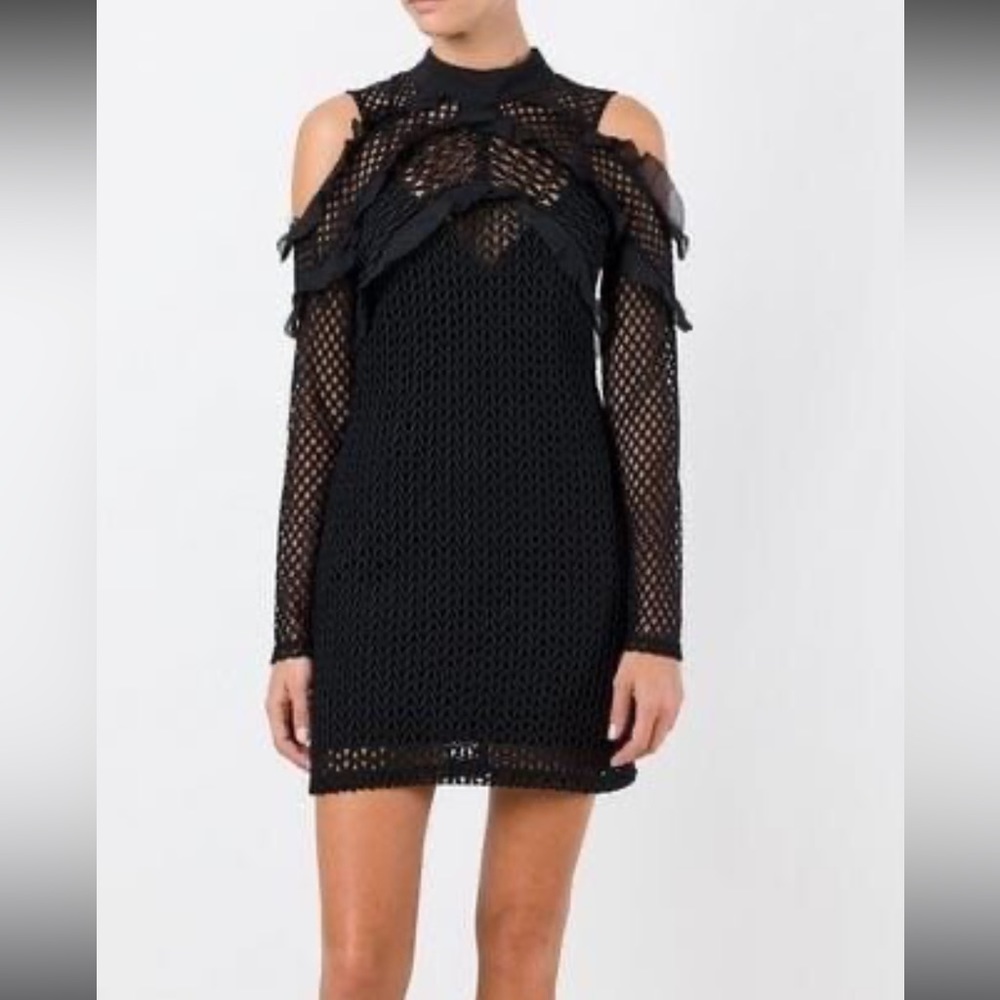 Self-Portrait Ruffled Dress Black